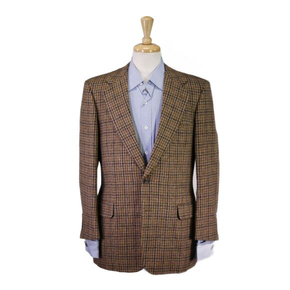 Paul Stuart Other - Paul Stuart Brown Checkered Tweed Wool 2-Btn Sportcoat Blazer Made in Japan 40S